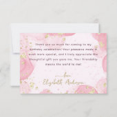 Girly Modern Abstract Roze Ink Faux Gold Glitter Bedankkaart (Achterkant)