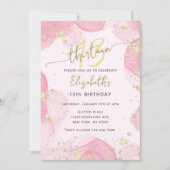 Girly Modern Abstract Roze Ink Faux Gold Glitter Kaart (Voorkant)