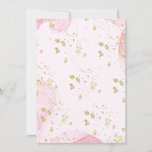 Girly Modern Abstract Roze Ink Faux Gold Glitter Kaart (Achterkant)