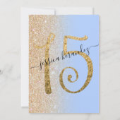 Girly Modern Blauw Goud Glitter Ombre Quinceañera Kaart (Achterkant)