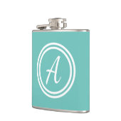Girly Modern Blauw Monogram Initiaal Heupfles (Links)