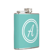 Girly Modern Blauw Monogram Initiaal Heupfles (Rechts)