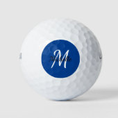 Girly Modern Blauw Monogram Naam + Initiaal Golfballen (Voorkant)