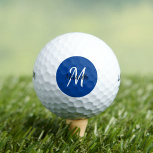 Girly Modern Blauw Monogram Naam + Initiaal Golfballen