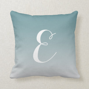 Girly Modern Blauwgroen Ombre Custom Monogram Kussen