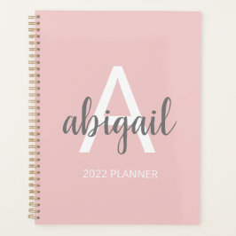 Girly Modern Blush Pink Monogram naam 2023 Planner