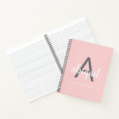 Girly Modern Blush Pink Monogram Naam Notitieboek (Binnen)