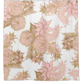 Girly Modern Blush Pink White Gold Floral Douchegordijn (Voorkant)