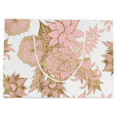 Girly Modern Blush Pink White Gold Floral Groot Cadeauzakje (Achterkant)