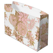 Girly Modern Blush Pink White Gold Floral Groot Cadeauzakje (Achterkant Gekanteld)