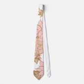 Girly Modern Blush Pink White Gold Floral Stropdas (Voorkant)