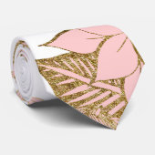 Girly Modern Blush Pink White Gold Floral Stropdas (Opgerold)