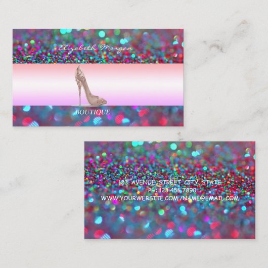 Girly Modern Bokeh High Hiel Visitekaartje (Voorkant / Achterkant)