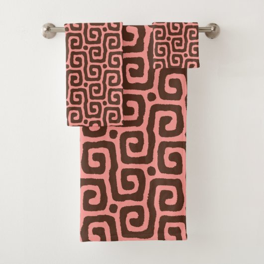 Girly modern Brown &Pink Abstract Pattern Bad Handdoek (Insitu)