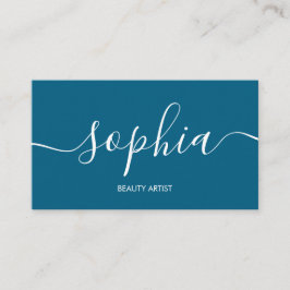 Girly Modern Calligrafie Blauw Visitekaartje