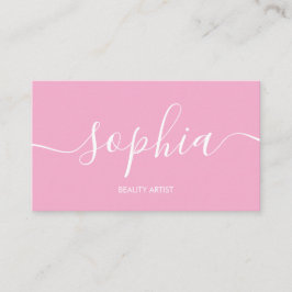 Girly Modern Calligrafie Roze Visitekaartje