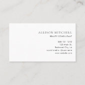 Girly Modern Calligraphy Minimalist White Visitekaartje (Achterkant)