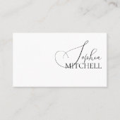 Girly Modern Calligraphy Minimalist White Visitekaartje (Voorkant)