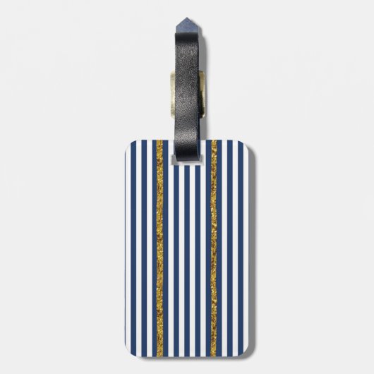 Girly Modern Chic Flowers - Stripes Bagagelabel (Achterkant verticaal)