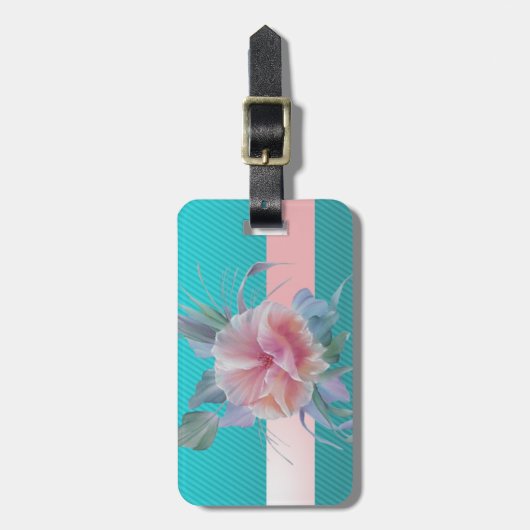 Girly Modern Chic Flowers , Stripes Bagagelabel (Voorkant verticaal)