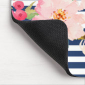 Girly Modern Chic Waterverf Flowers - Stripes Muismat (Hoek)
