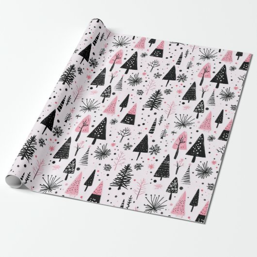 Girly Modern Christmas Cadeaupapier (Uitgerold)