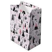 Girly Modern Christmas Medium Cadeauzakje (Voorkant Gekanteld)