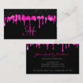 Girly Modern Dripping Monogram Glitter Salon Visitekaartje (Voorkant / Achterkant)