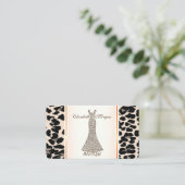 Girly Modern Elegant, Leopard Print, Glitter Dress Visitekaartje (Staand voorkant)
