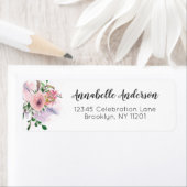 Girly Modern Floral Roos Pastel Roze Waterverf Etiket (Insitu)