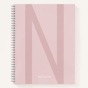Girly Modern Gepersonaliseerd Groot Initiaal Naam  Notitieboek