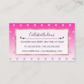 Girly Modern Glitter Polka Dots Neon Pink Ombre Visitekaartje (Achterkant)
