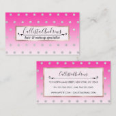 Girly Modern Glitter Polka Dots Neon Pink Ombre Visitekaartje (Voorkant / Achterkant)