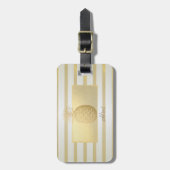 Girly Modern Gold Stripes, Gold Pineapple Bagagelabel (Voorkant verticaal)