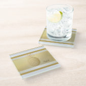 Girly Modern Gold Stripes, Gold Pineapple Glazen Onderzetter (Schuin)