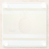 Girly Modern Gold Stripes, Gold Pineapple Glazen Onderzetter (Achterkant)