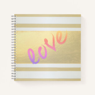 Girly Modern Gold Stripes, Love Notitieboek