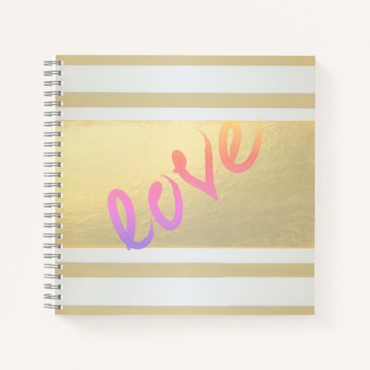 Girly Modern Gold Stripes, Love Notitieboek (Voorkant)