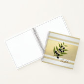 Girly Modern Gold Stripes, Olive Branch Notitieboek (Binnen)