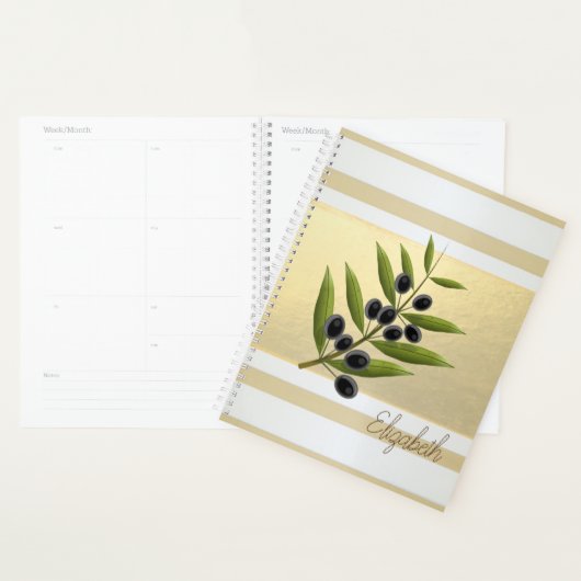 Girly Modern Gold Stripes, Olive Branch Planner (Display)