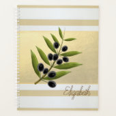 Girly Modern Gold Stripes, Olive Branch Planner (Voorkant)