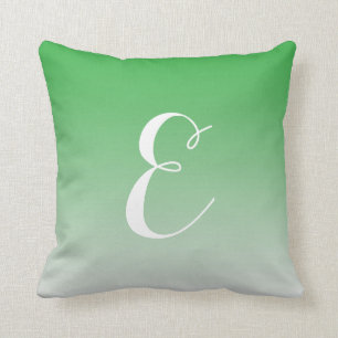 Girly Modern Green Ombre Custom Monogram Kussen