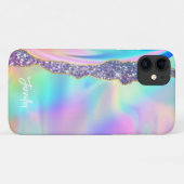 Girly Modern Iridescent Rainbow Aangepaste Naam Case-Mate iPhone Case (Achterkant (horizontaal))