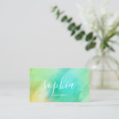 Girly Modern kalligrafiescript Bright Waterverf Visitekaartje (Staand voorkant)