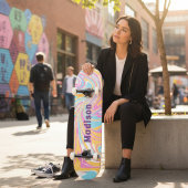 Girly Modern Marble Swirl Paarse Douanenaam Persoonlijk Skateboard