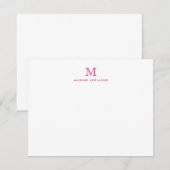 Girly Modern Monogram Initiaal Magenta Hot Pink Kaart (Voorkant / Achterkant)