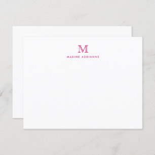 Girly Modern Monogram Initiaal Magenta Hot Pink Kaart