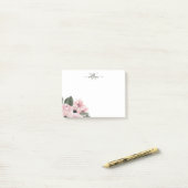 Girly Modern Monogram Pink Floral Post-it Notes (Op bureau)