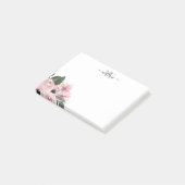 Girly Modern Monogram Pink Floral Post-it Notes (Schuin)