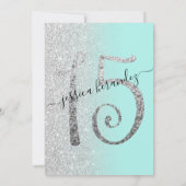 Girly Modern Munt Zilver Glitter Ombre Quinceañera Kaart (Achterkant)